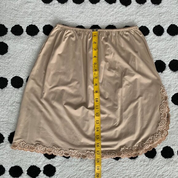 Jones New York short Slip Skirt Medium Nude Satin Lace Side Slit Elastic Waist - Picture 11 of 11